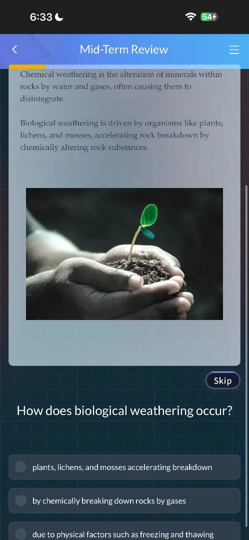 mid-term review chemical weathering is the alteration of minerals withi…