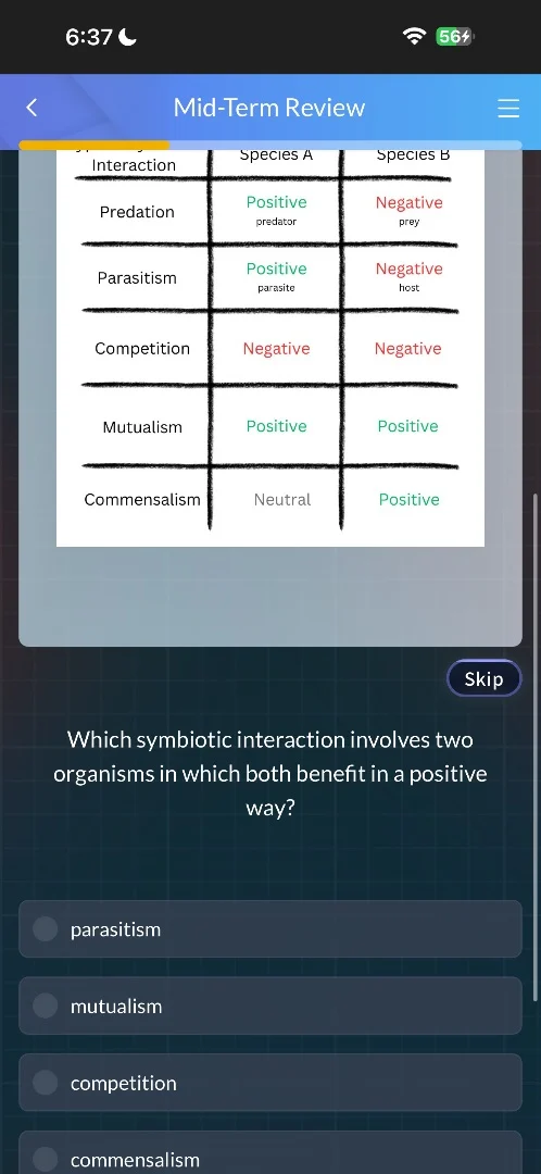 mid-term review interaction species a species b predation positive pred…