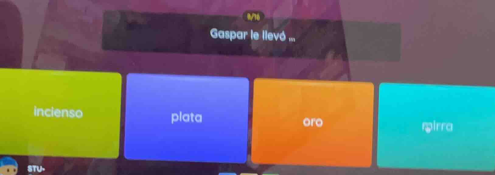 0/16 gaspar le llevó... opciones: incienso, plata, oro, mirra