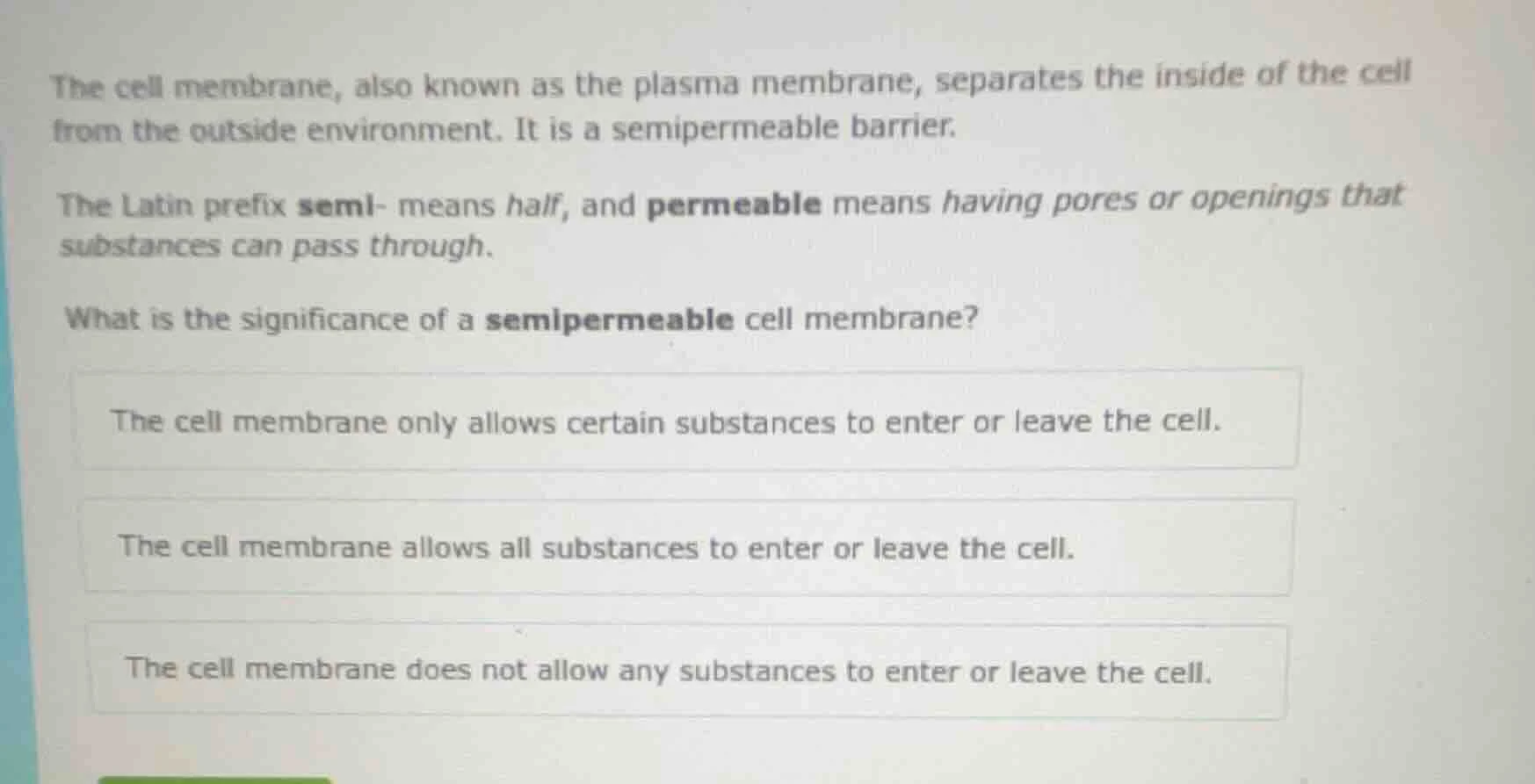 the cell membrane, also known as the plasma membrane, separates the ins…