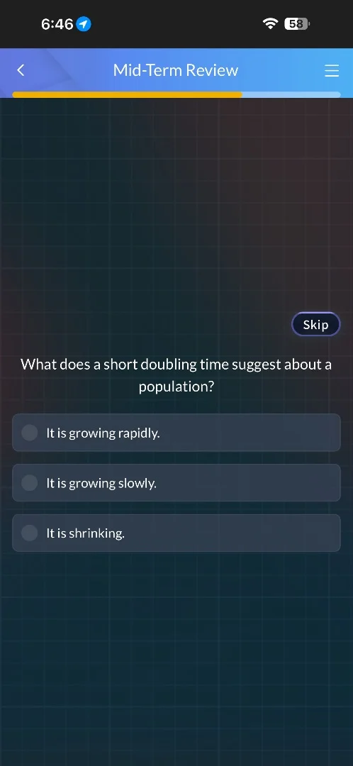 what does a short doubling time suggest about a population? - it is gro…