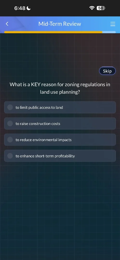 what is a key reason for zoning regulations in land use planning? to li…