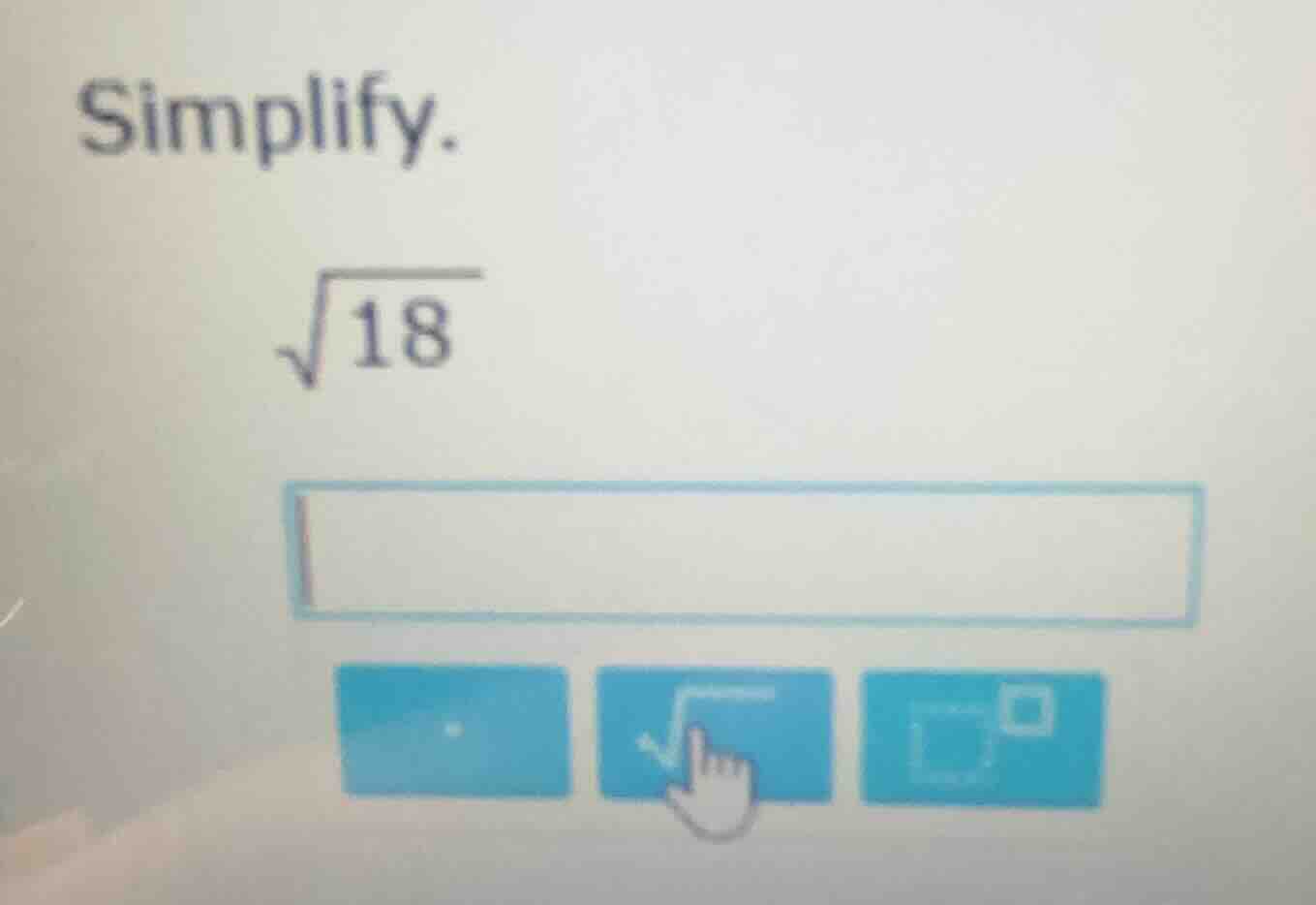 simplify. \\sqrt{18}