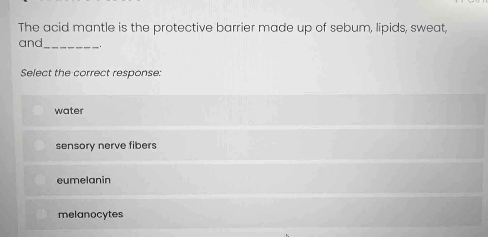 the acid mantle is the protective barrier made up of sebum, lipids, swe…