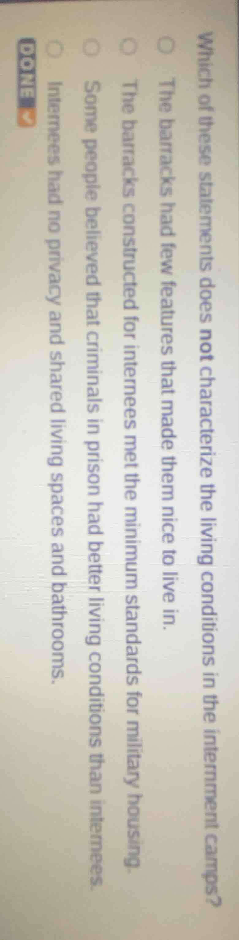 which of these statements does not characterize the living conditions i…