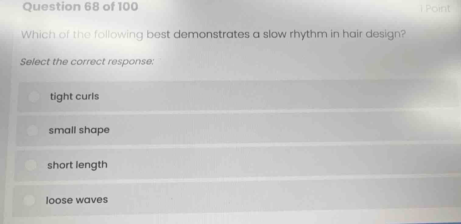 question 68 of 100 1 point which of the following best demonstrates a s…