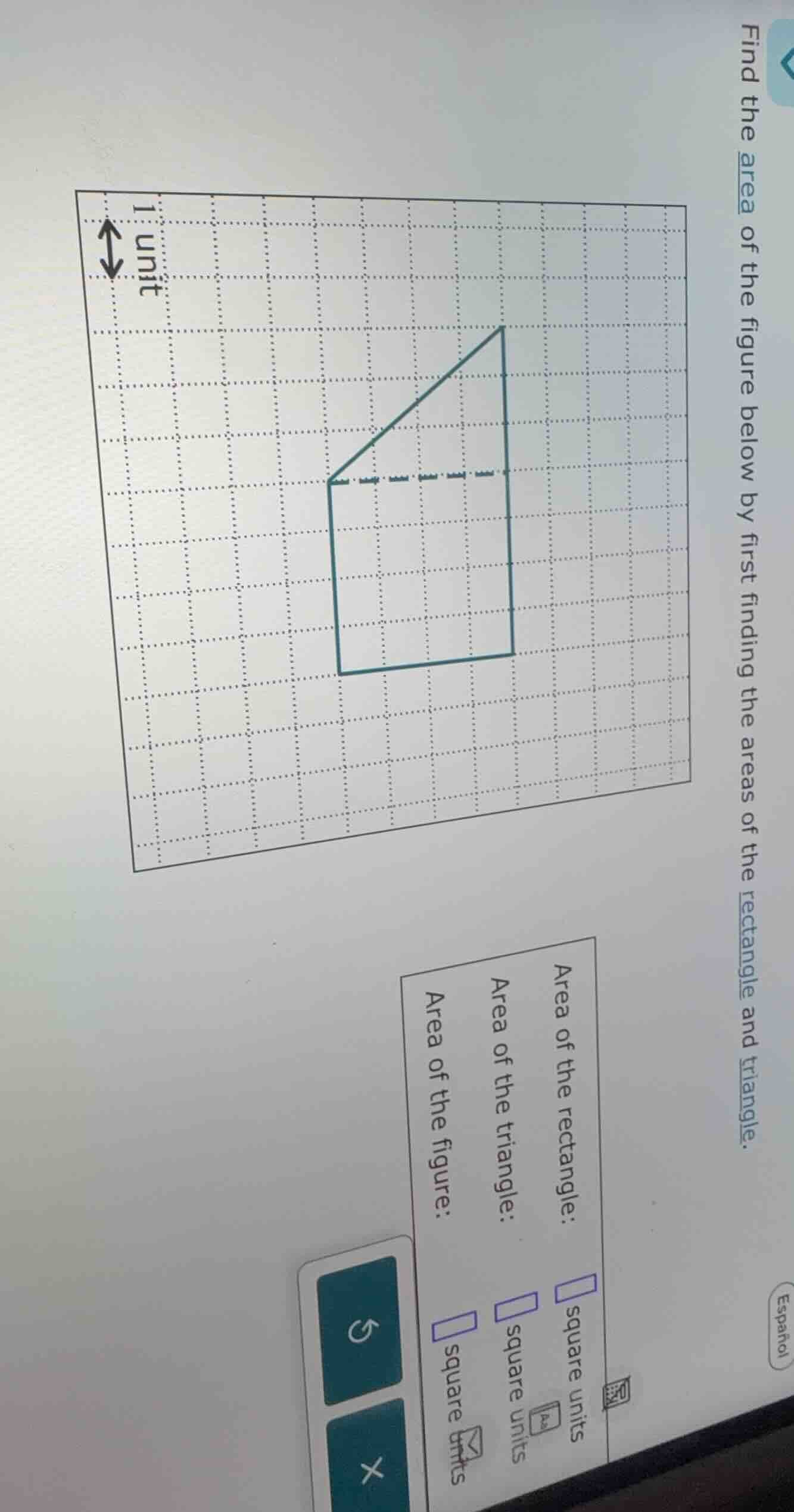 find the area of the figure below by first finding the areas of the rec…