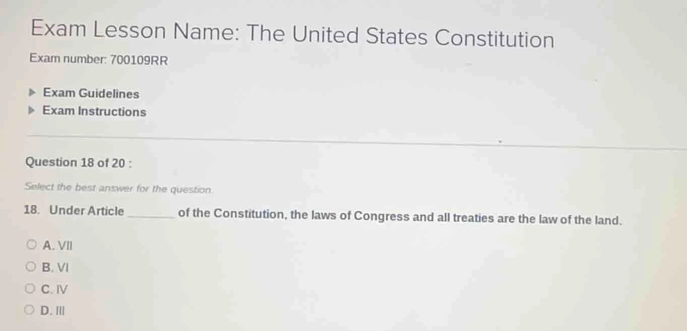 exam lesson name: the united states constitution exam number: 700109rr …