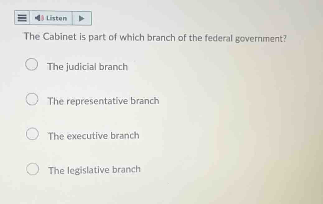 the cabinet is part of which branch of the federal government? the judi…