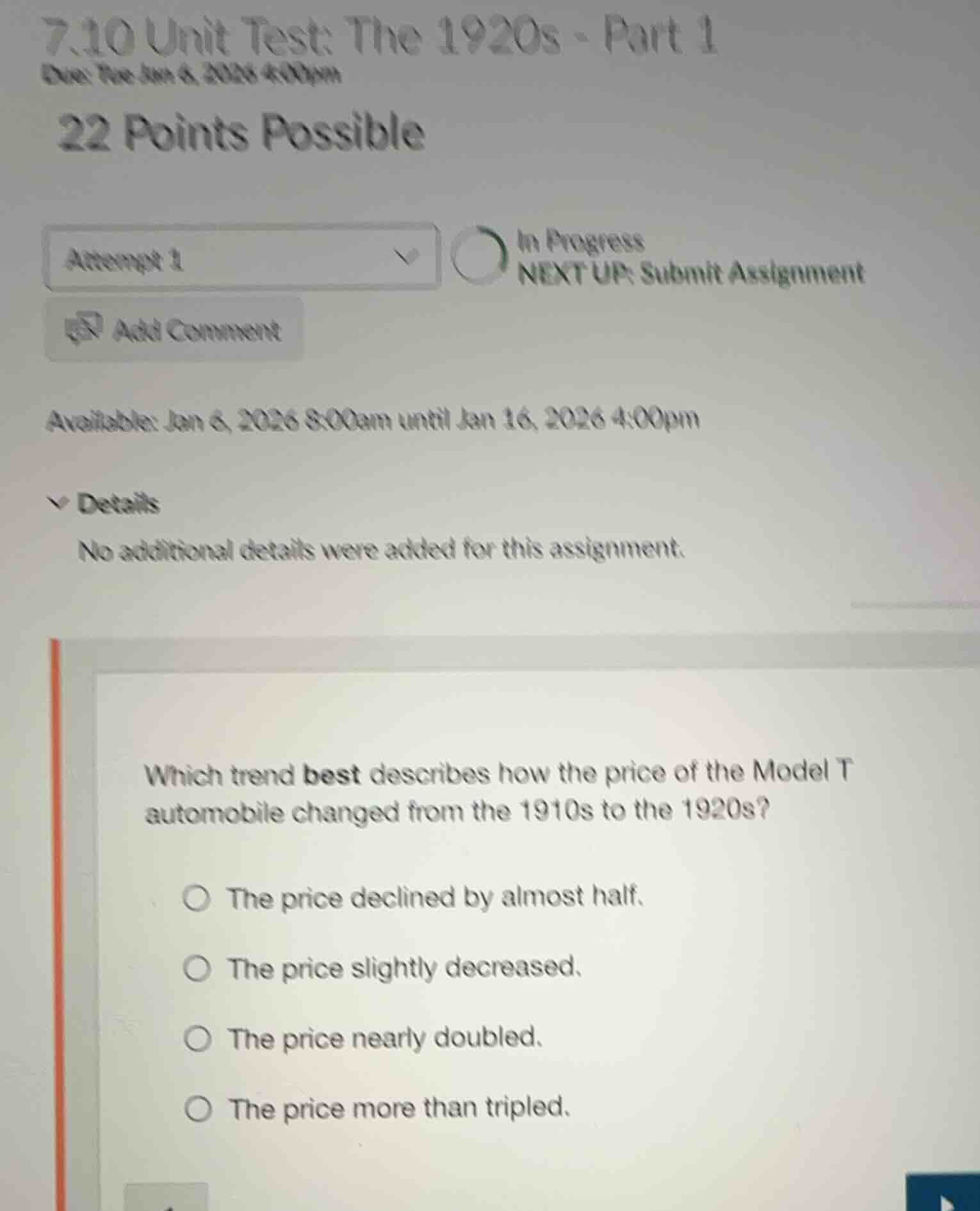 7.10 unit test: the 1920s - part 1 due: tue jan 6, 2026 4:00pm 22 point…