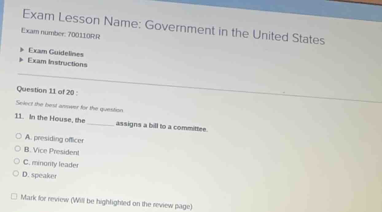 exam lesson name: government in the united states exam number: 700110rr…