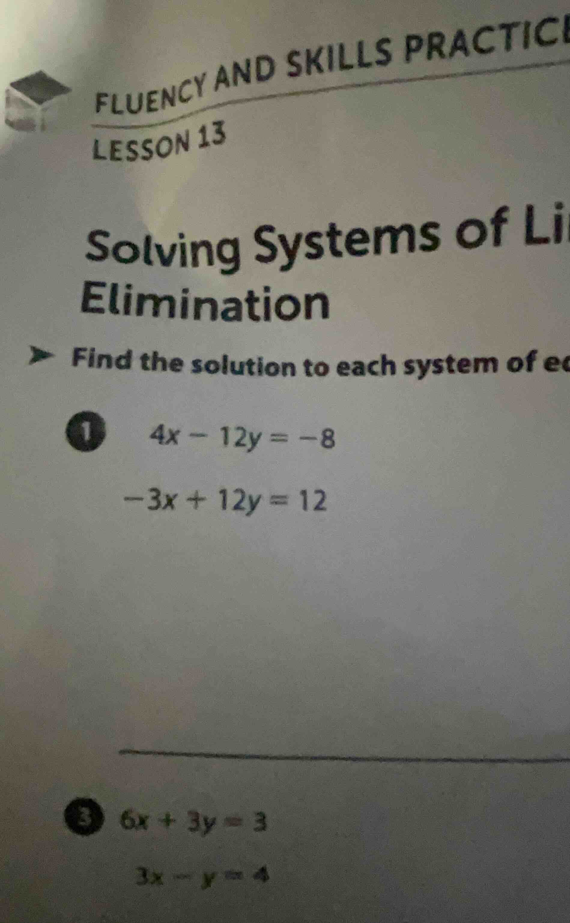 fluency and skills practic lesson 13 solving systems of li elimination …
