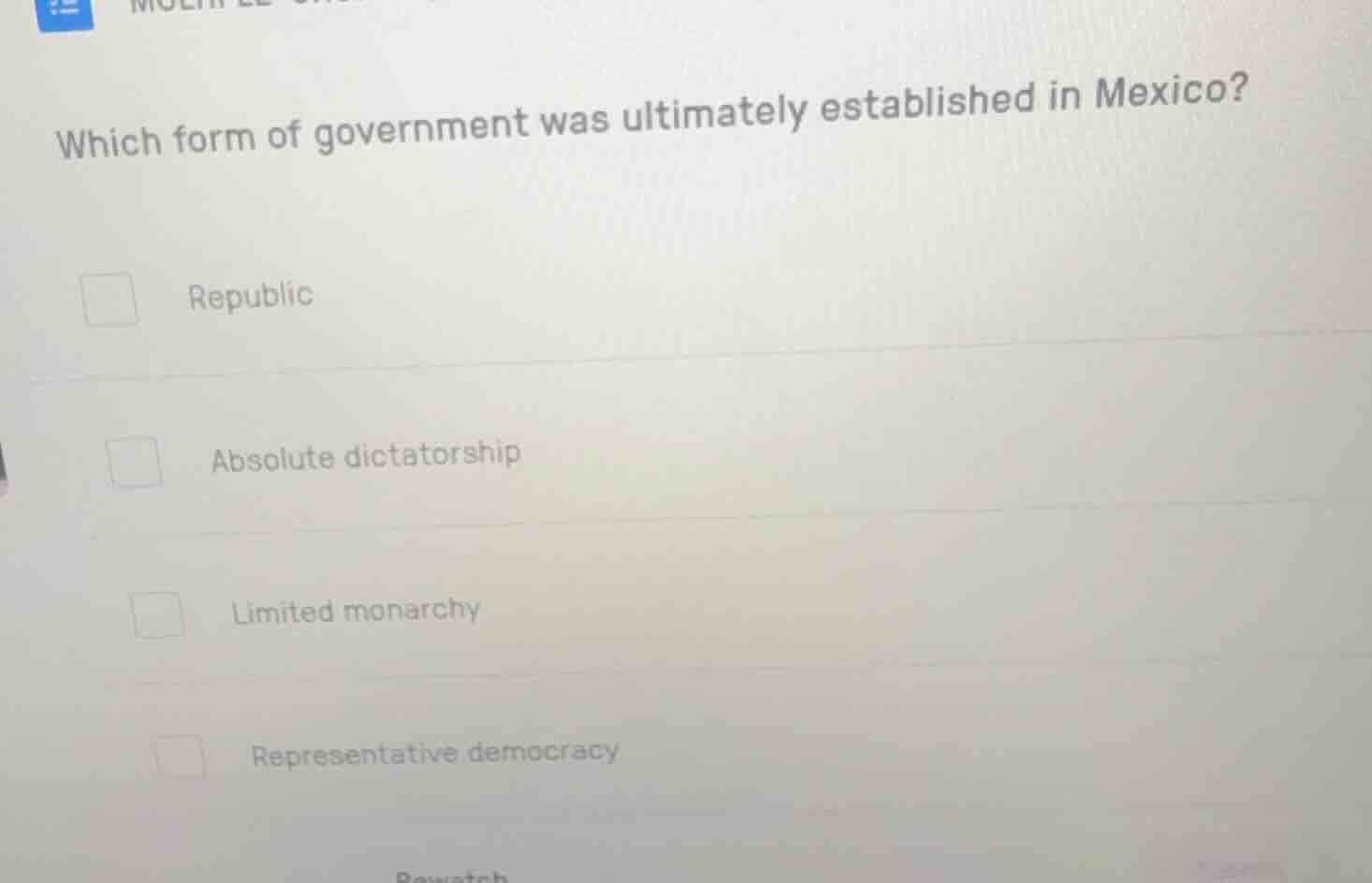 which form of government was ultimately established in mexico? republic…