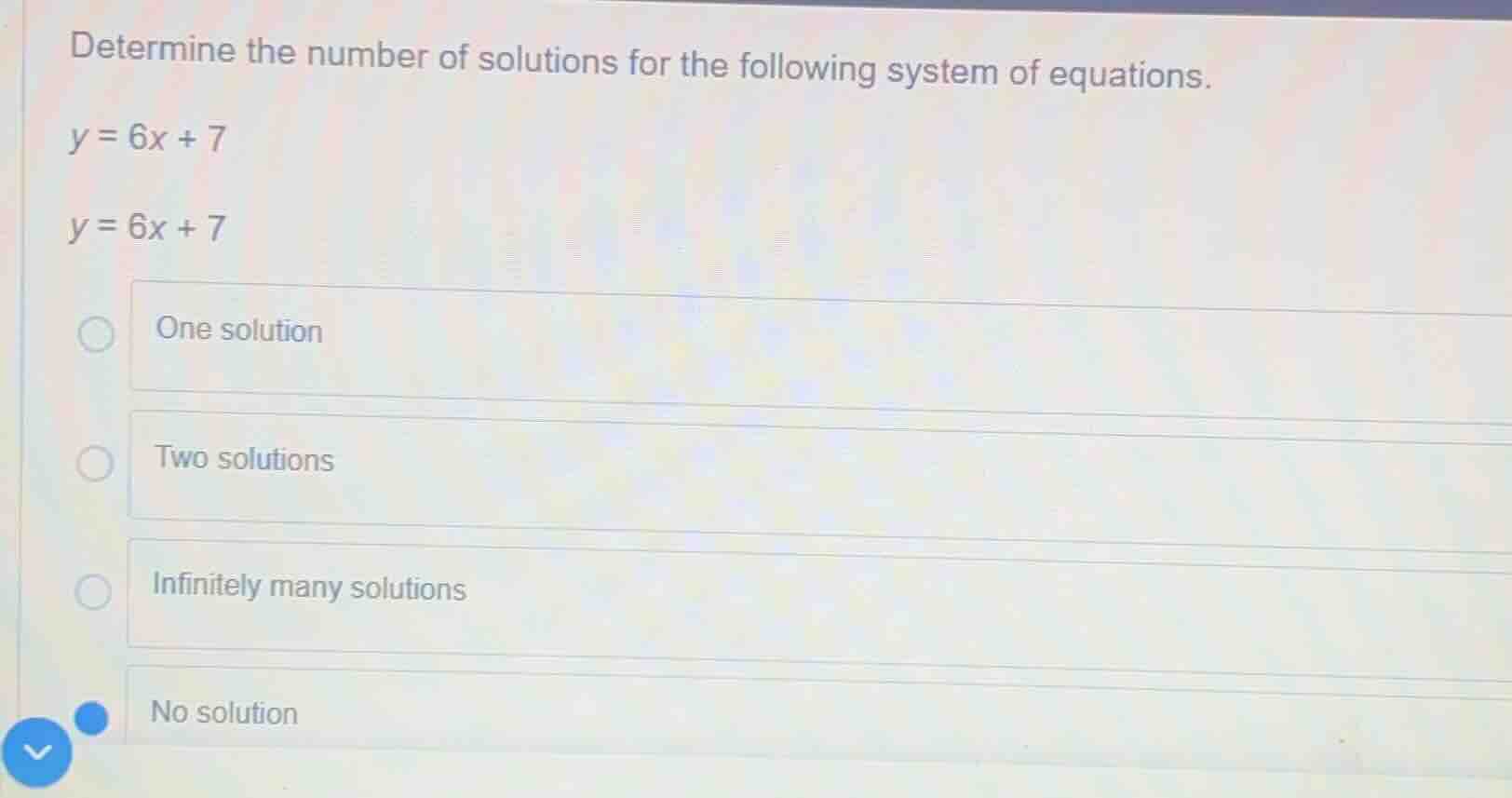 determine the number of solutions for the following system of equations…