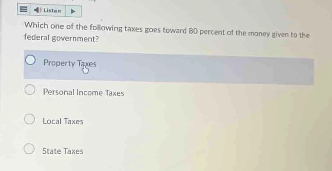 which one of the following taxes goes toward 80 percent of the money gi…