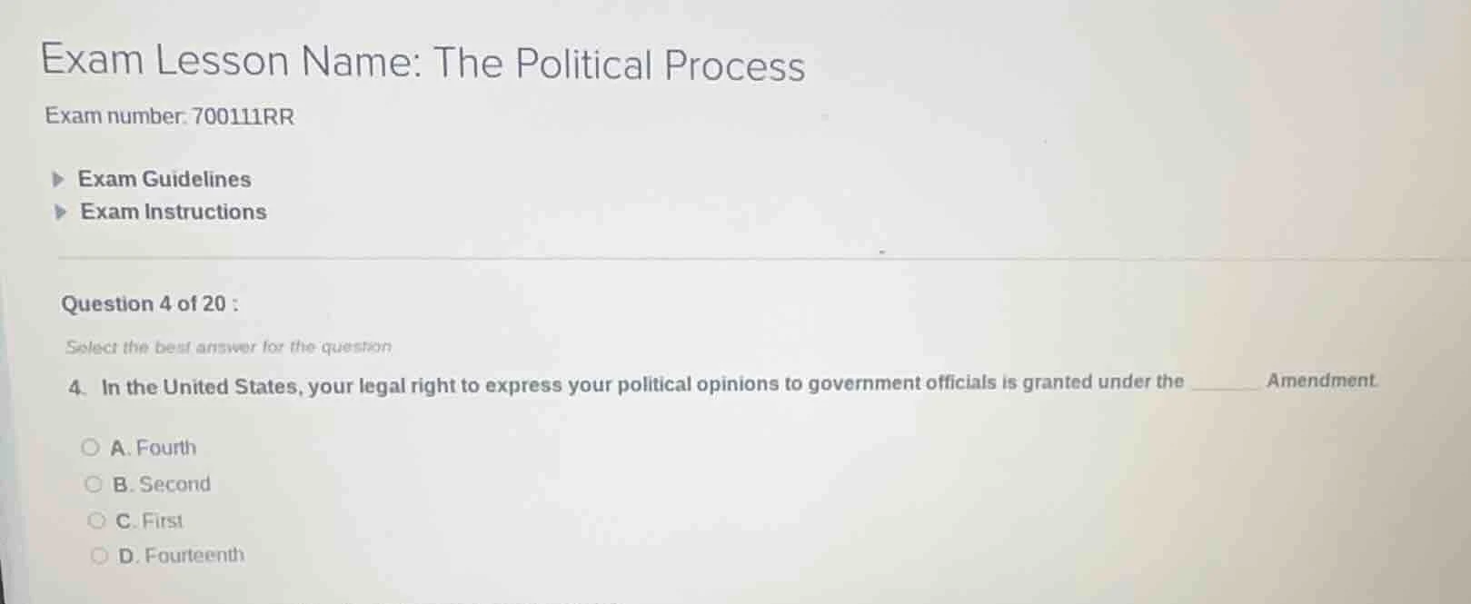 exam lesson name: the political process exam number: 700111rr exam guid…