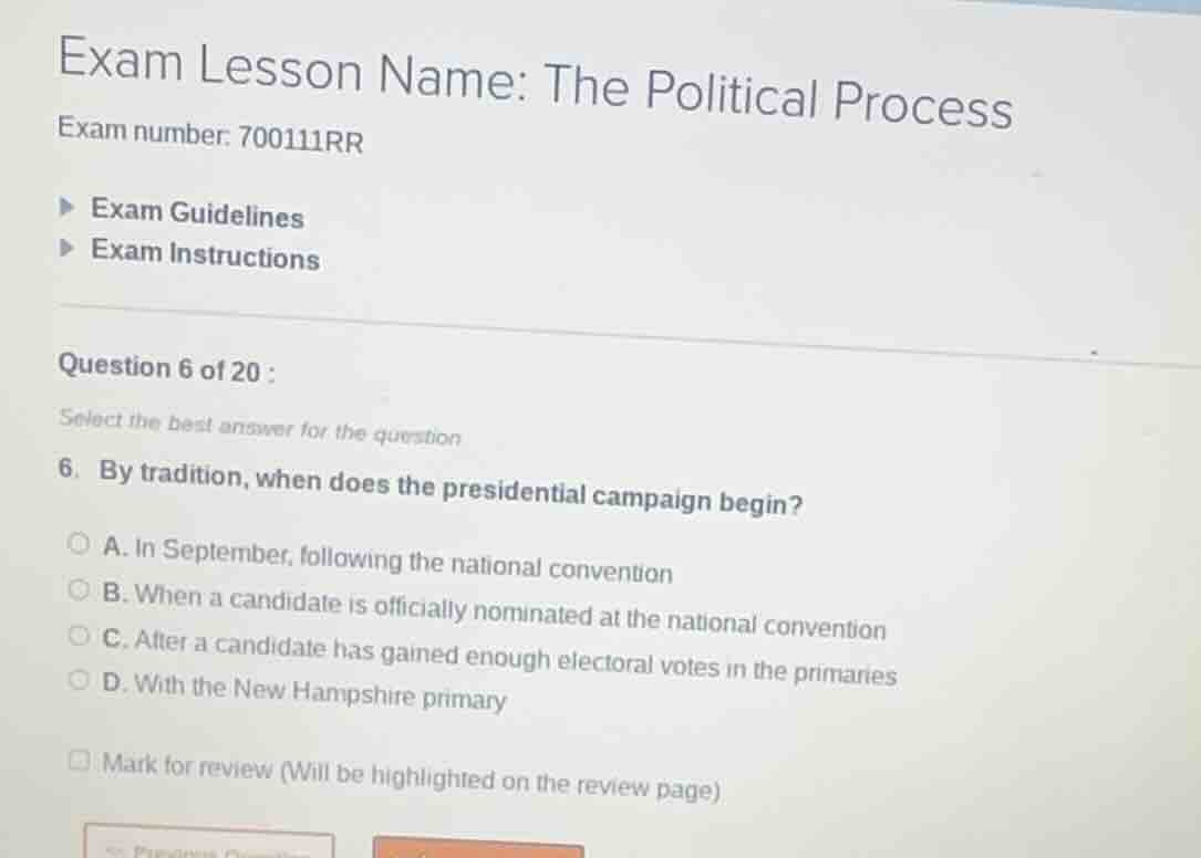 exam lesson name: the political process exam number: 700111rr exam guid…