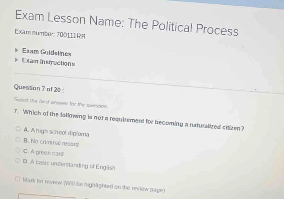 exam lesson name: the political process exam number: 700111rr exam guid…