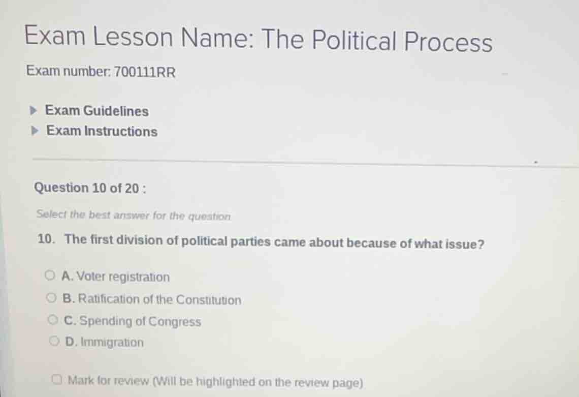 exam lesson name: the political process exam number: 700111rr exam guid…