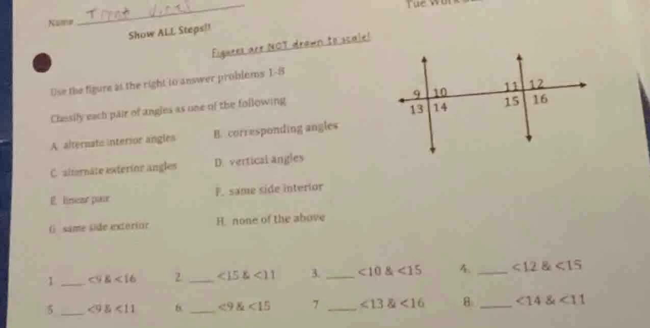 name ______ show all steps!! figures are not drawn to scale! use the fi…