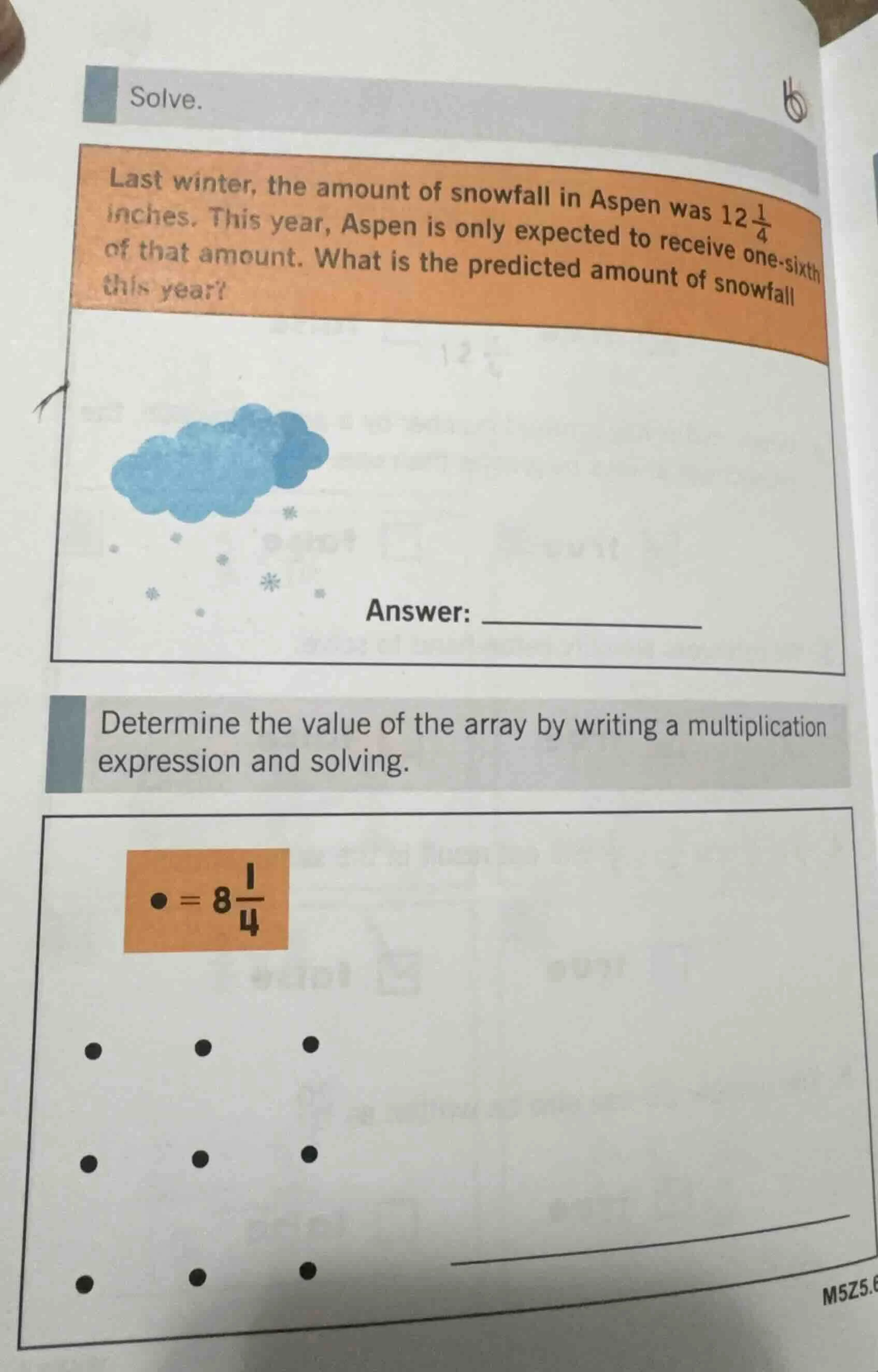 solve. last winter, the amount of snowfall in aspen was $12\\frac{1}{4}…