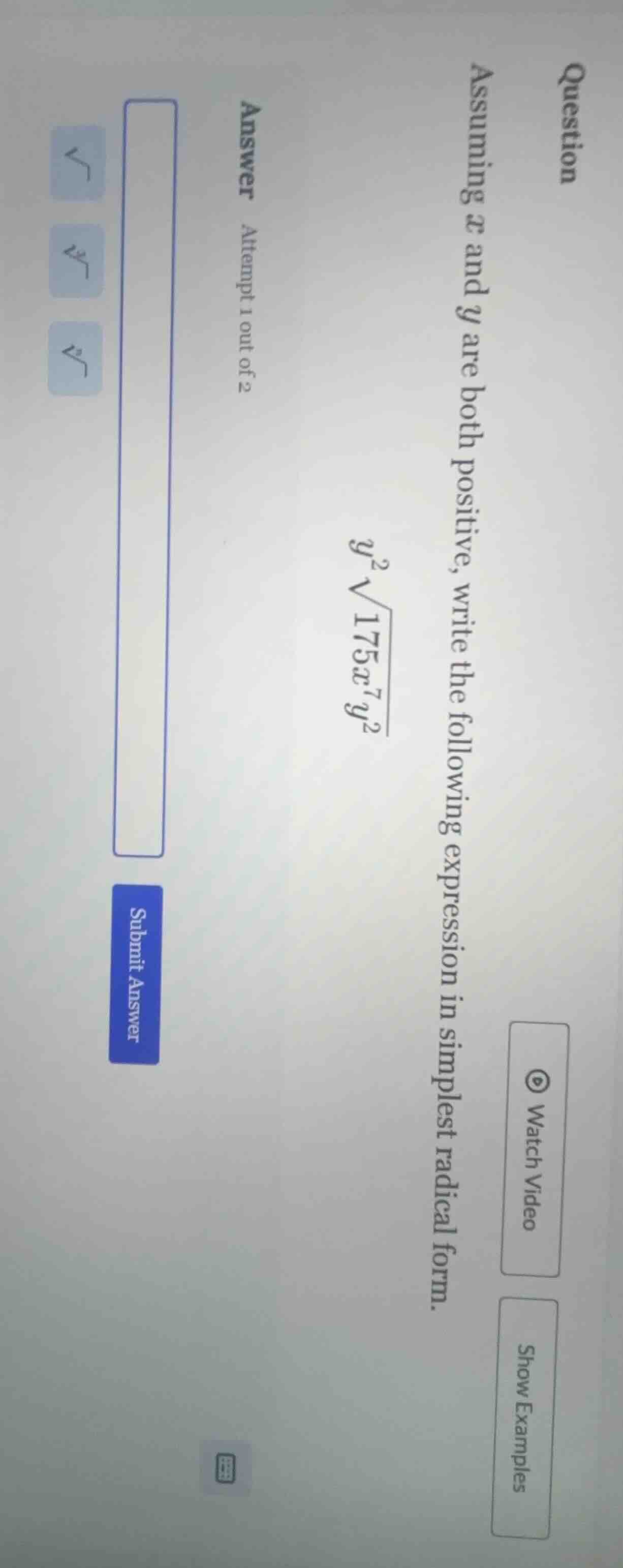 question assuming x and y are both positive, write the following expres…