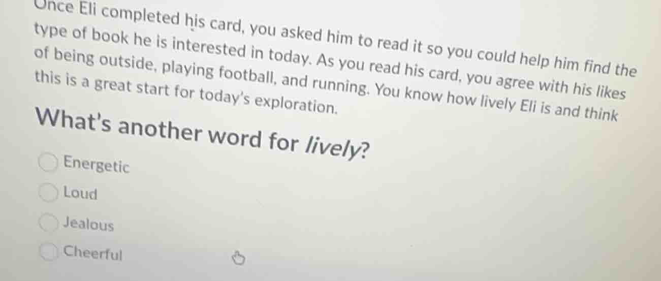 once eli completed his card, you asked him to read it so you could help…