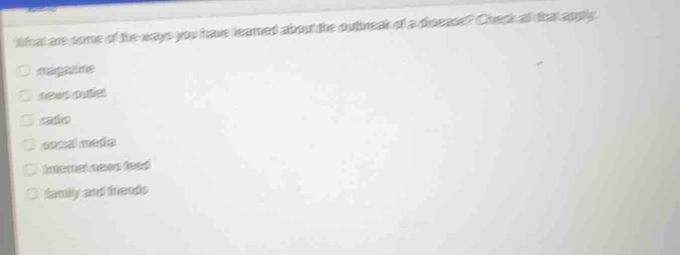 what are some of the ways you have learned about the outbreak of a dise…