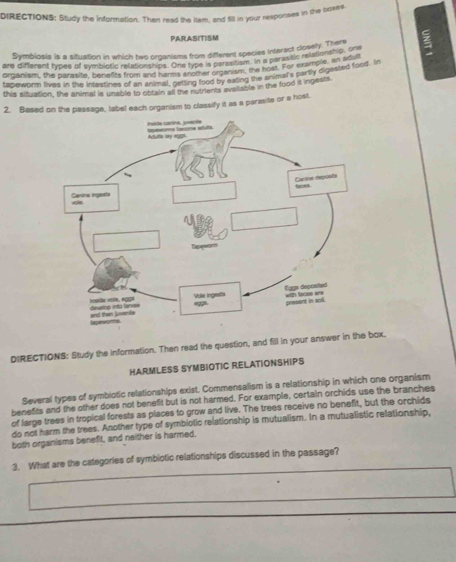 directions: study the information. then read the item, and fill in your…