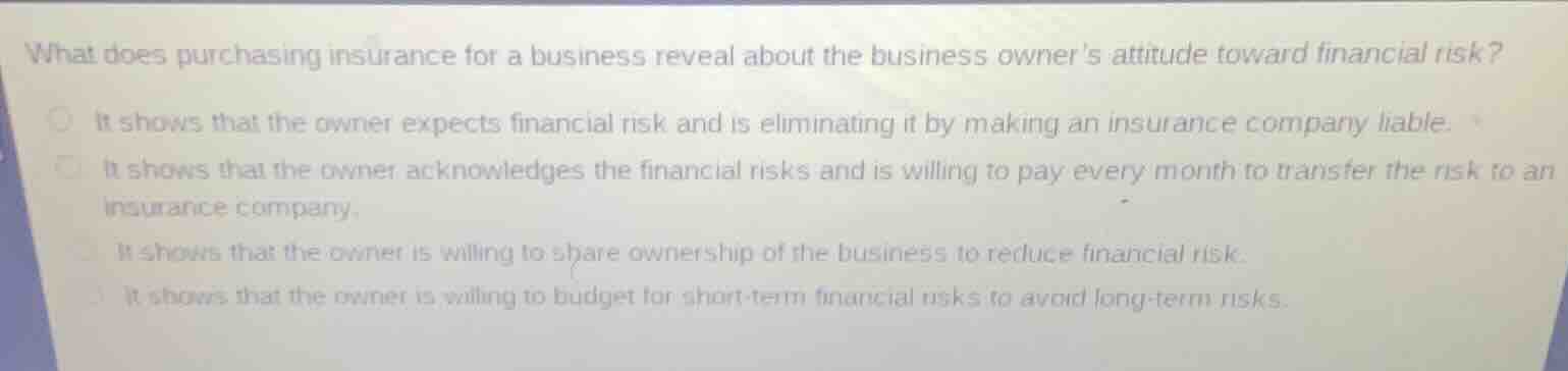 what does purchasing insurance for a business reveal about the business…
