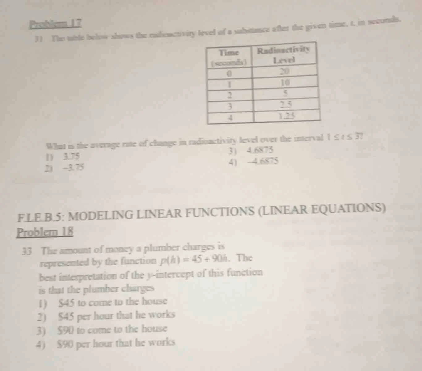 problem 17 31 the table below shows the radioactivity level of a substa…