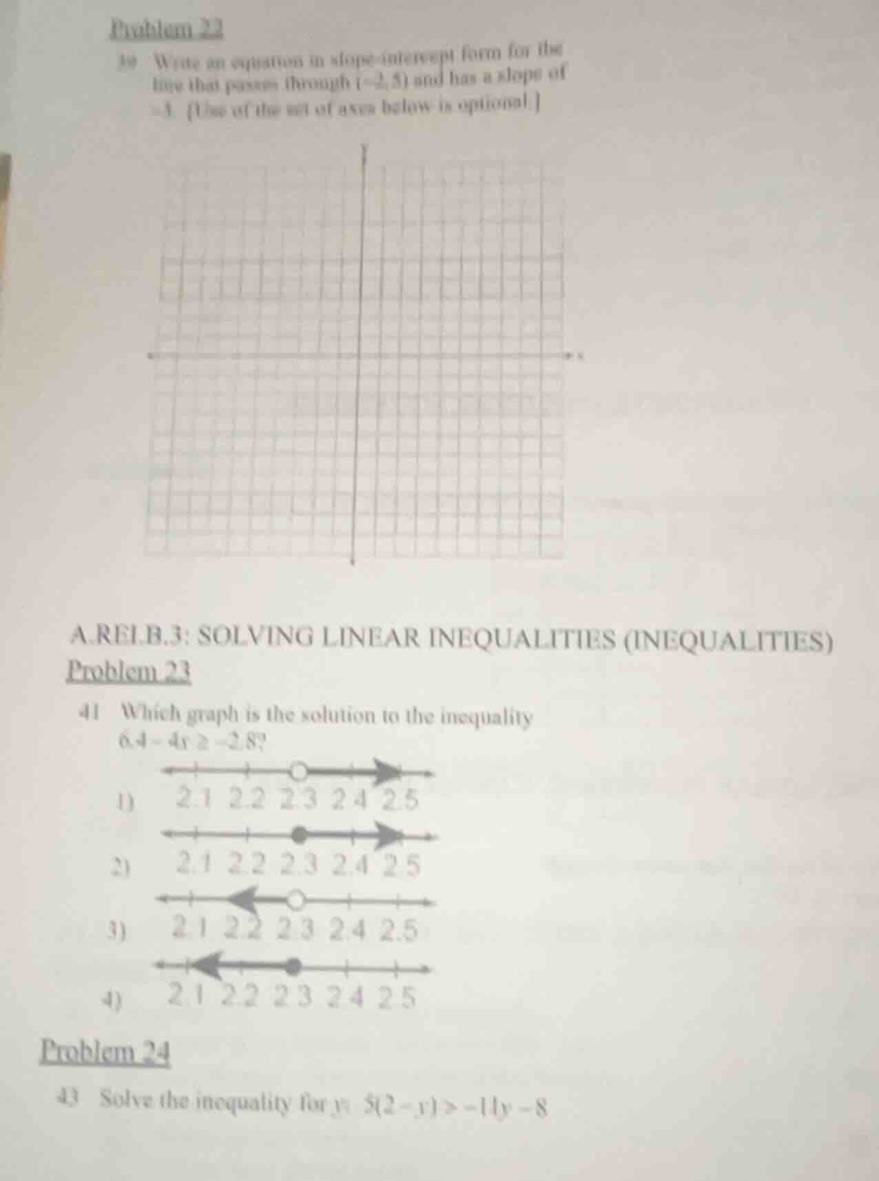 problem 22 19 write an equation in slope - intercept form for the line …