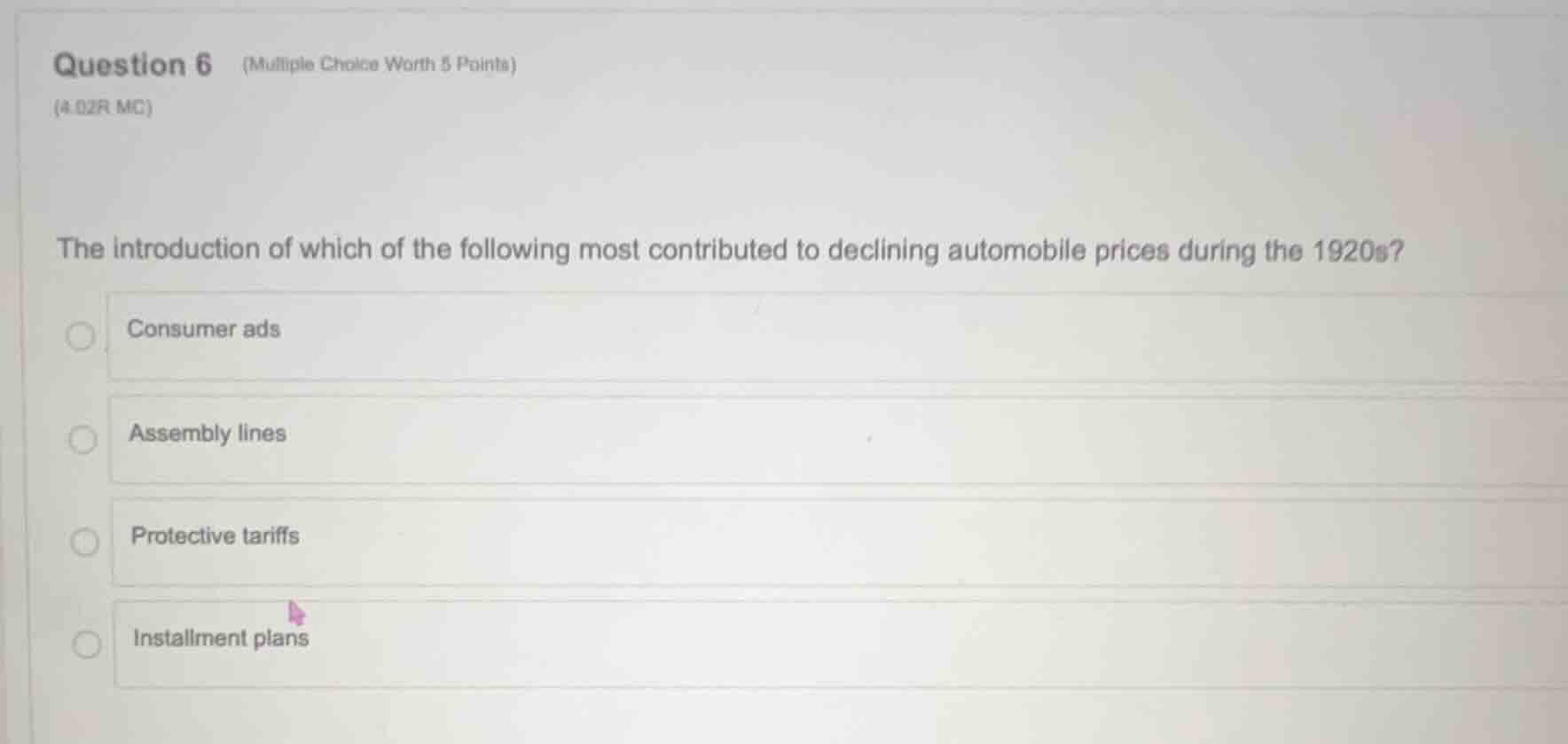 question 6 (multiple choice worth 5 points) (4.02r mc) the introduction…