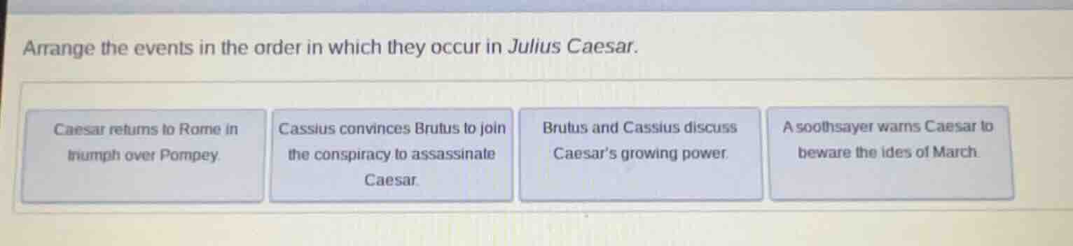 arrange the events in the order in which they occur in julius caesar. c…