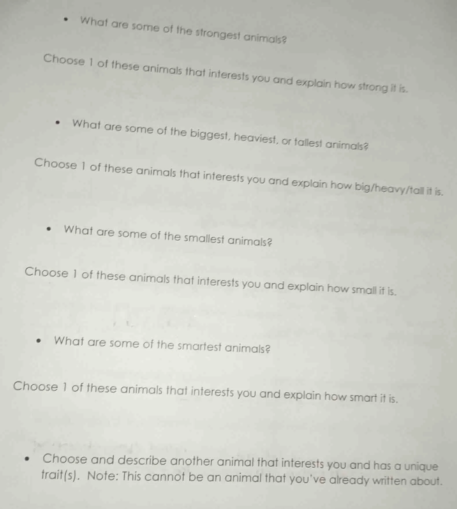 • what are some of the strongest animals? choose 1 of these animals tha…