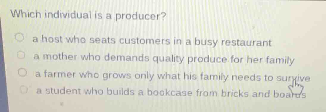 which individual is a producer? ○ a host who seats customers in a busy …