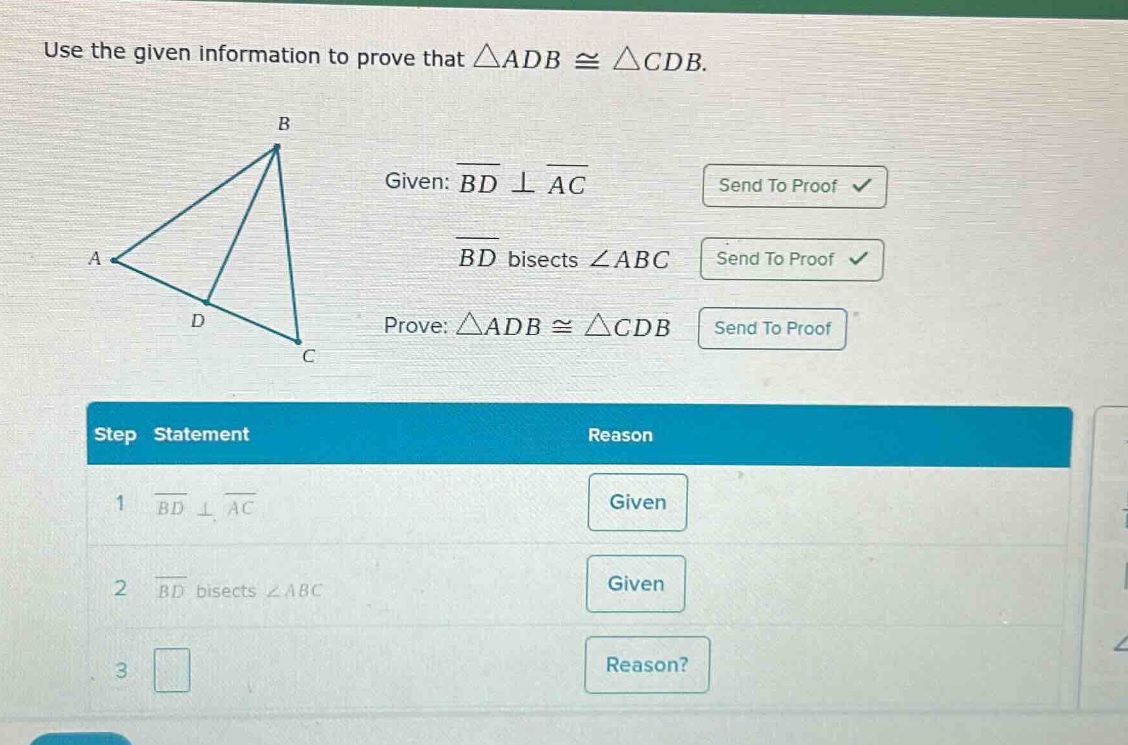use the given information to prove that $\\triangle adb \\cong \\triang…