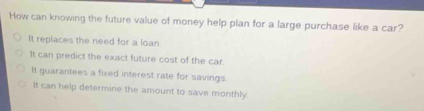 how can knowing the future value of money help plan for a large purchas…