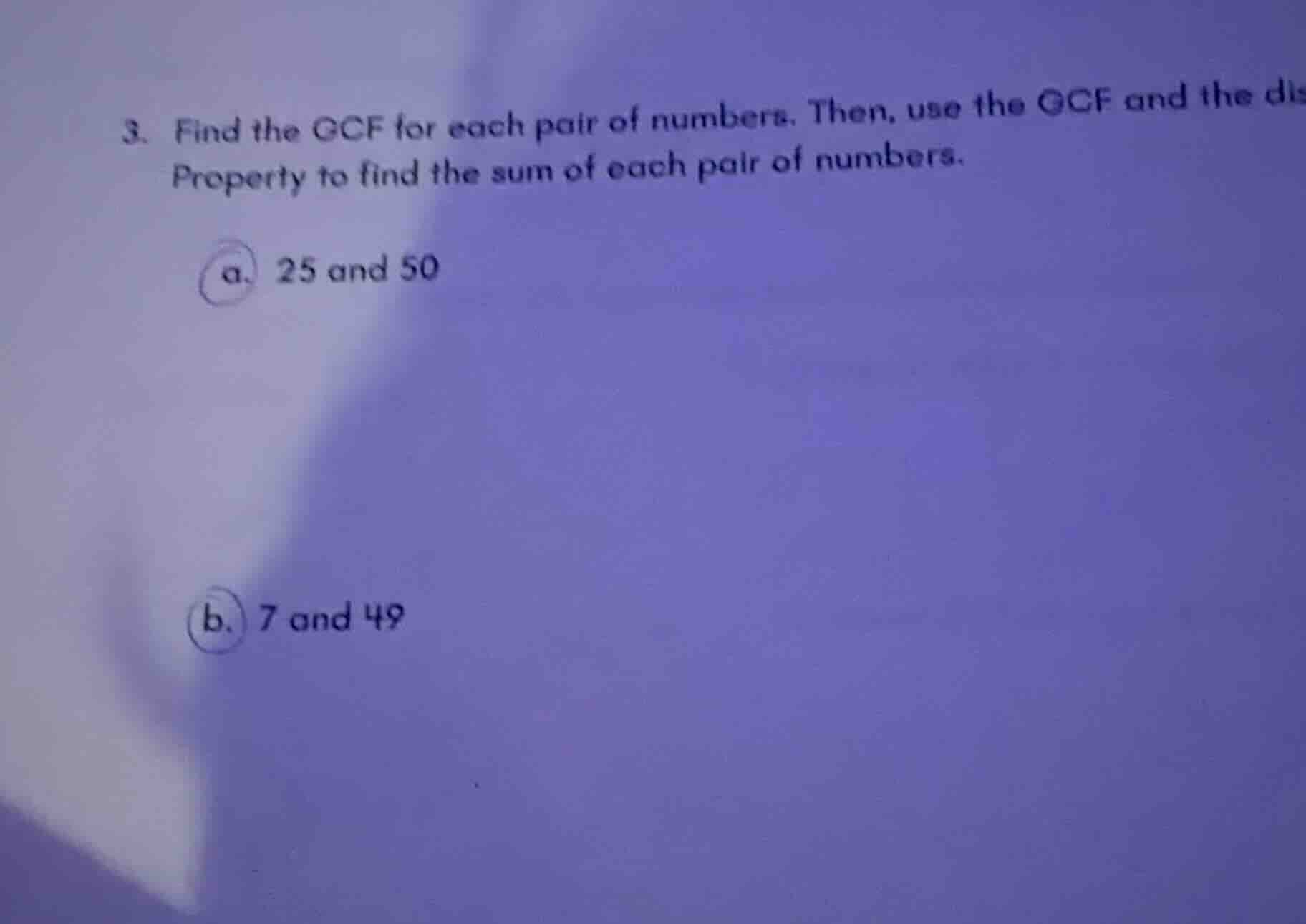 3. find the gcf for each pair of numbers. then, use the gcf and the dis…