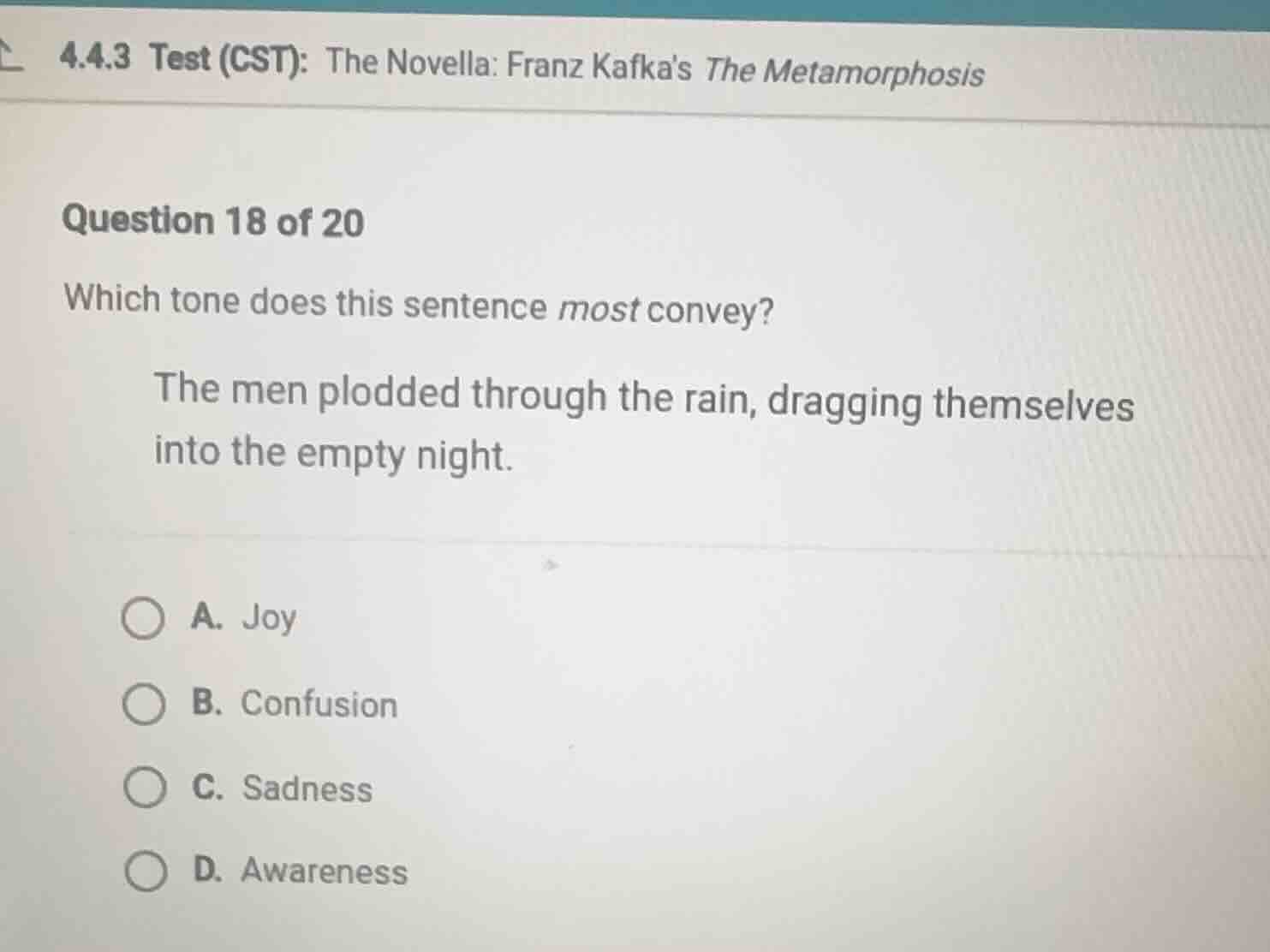 4.4.3 test (cst): the novella: franz kafkas the metamorphosis question …
