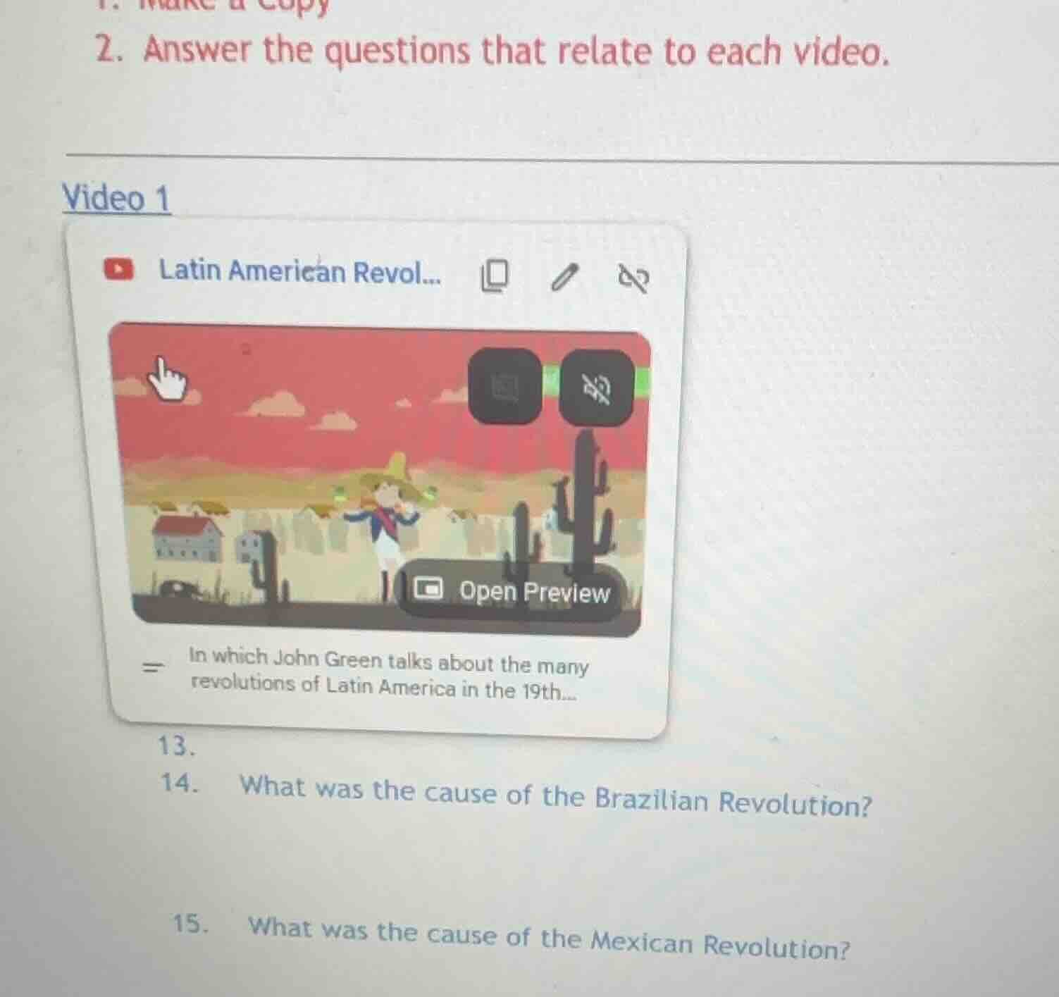 2. answer the questions that relate to each video. video 1 latin americ…