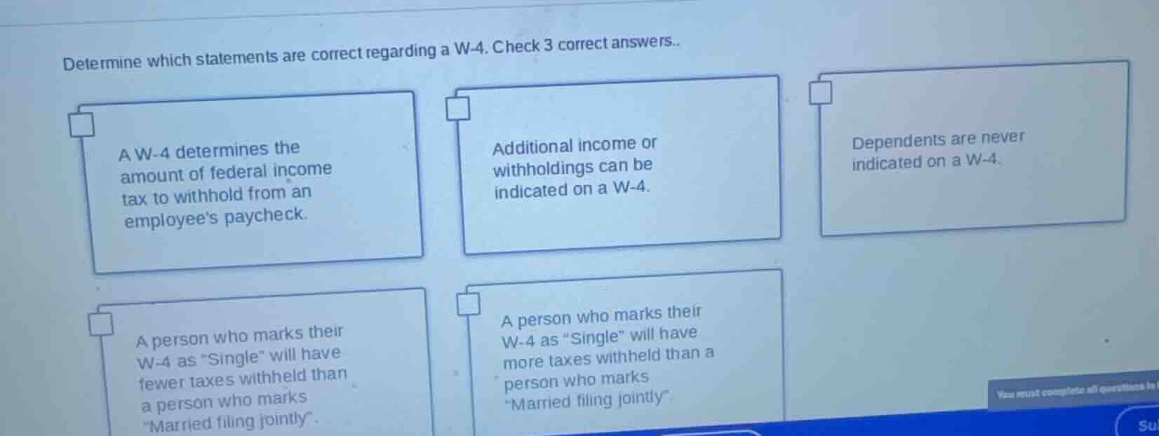 determine which statements are correct regarding a w-4. check 3 correct…