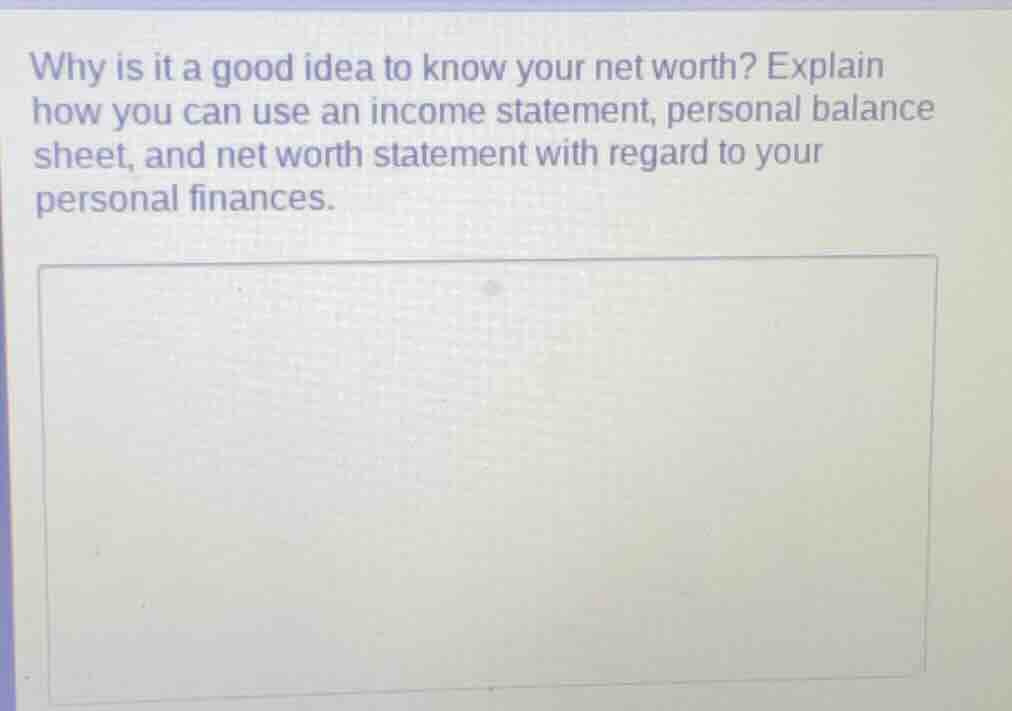 why is it a good idea to know your net worth? explain how you can use a…