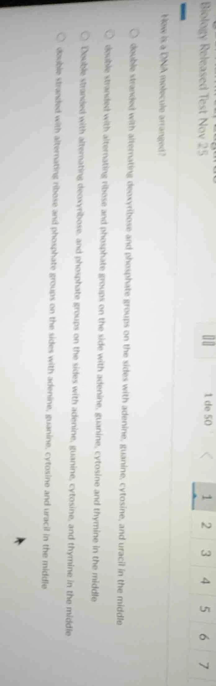 how is a dna molecule arranged? - double - stranded with alternating de…