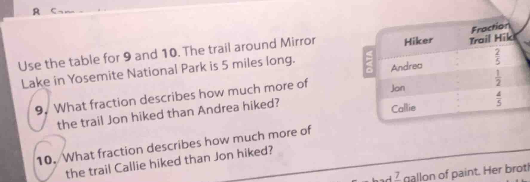 use the table for 9 and 10. the trail around mirror lake in yosemite na…