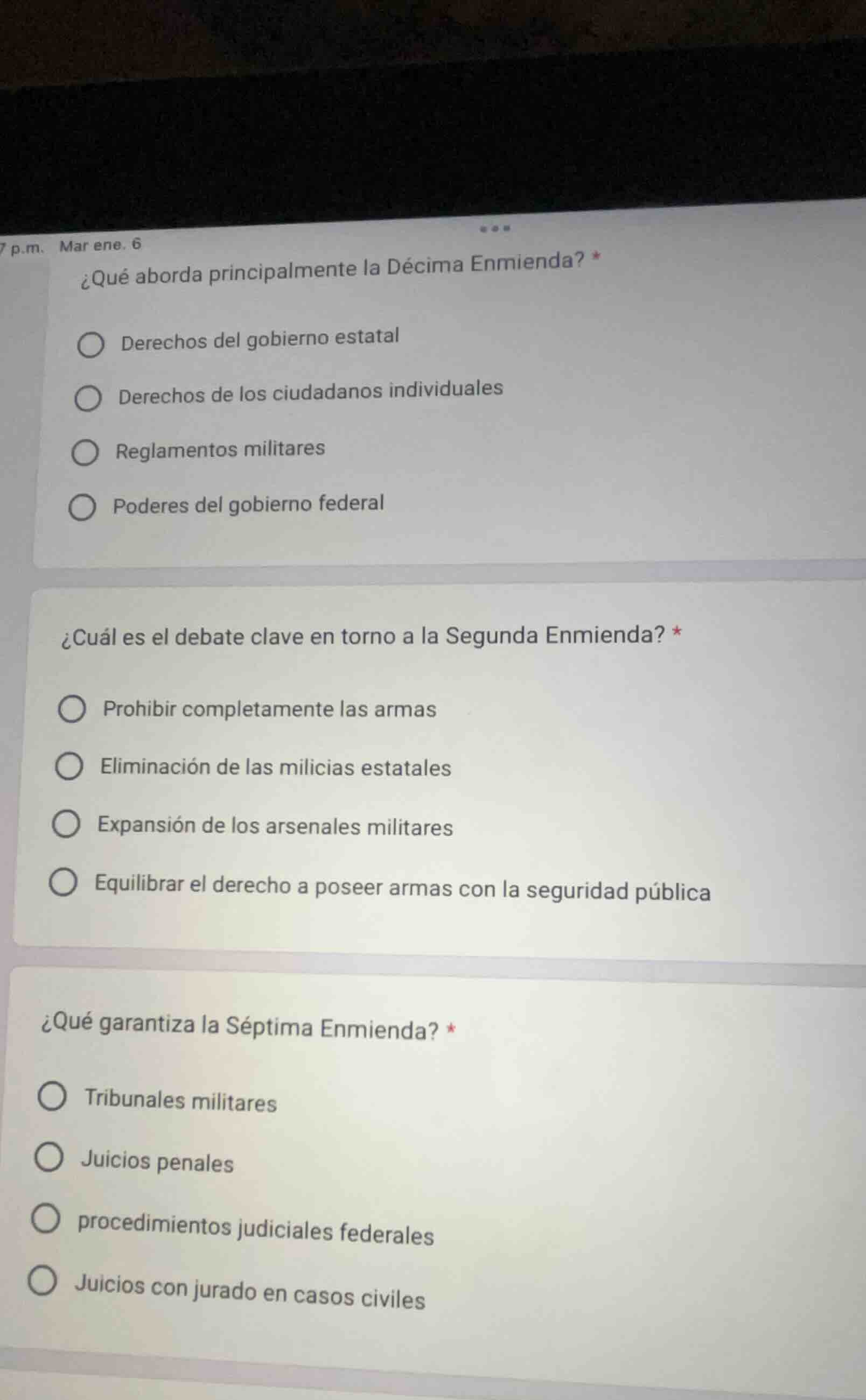 ¿qué aborda principalmente la décima enmienda? * derechos del gobierno …