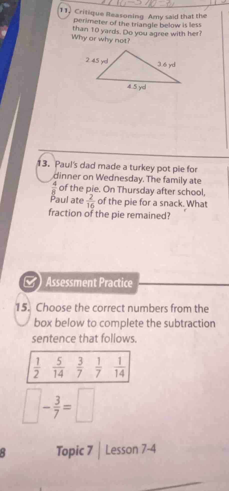 11. critique reasoning amy said that the perimeter of the triangle belo…