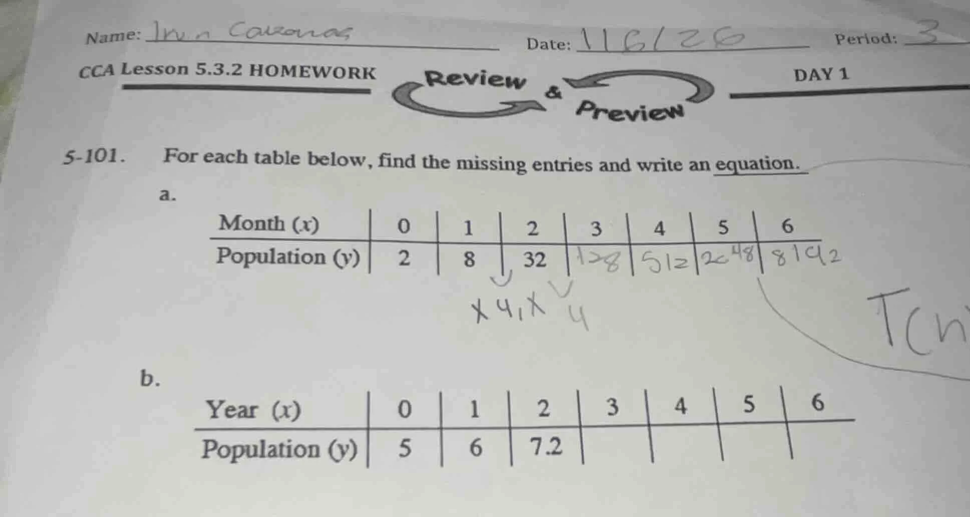 name: date: period: 3 cca lesson 5.3.2 homework review & preview day 1 …
