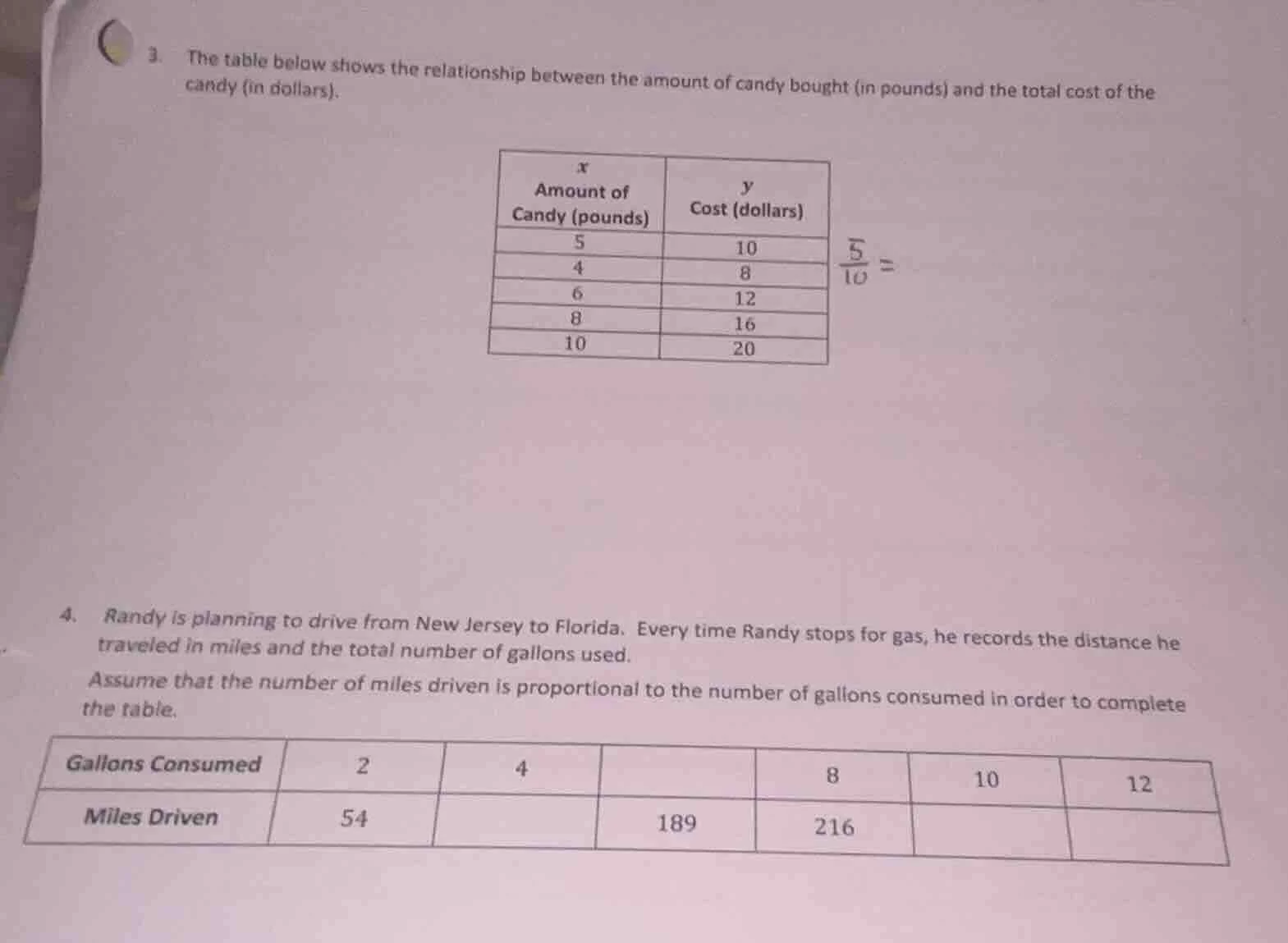 3. the table below shows the relationship between the amount of candy b…