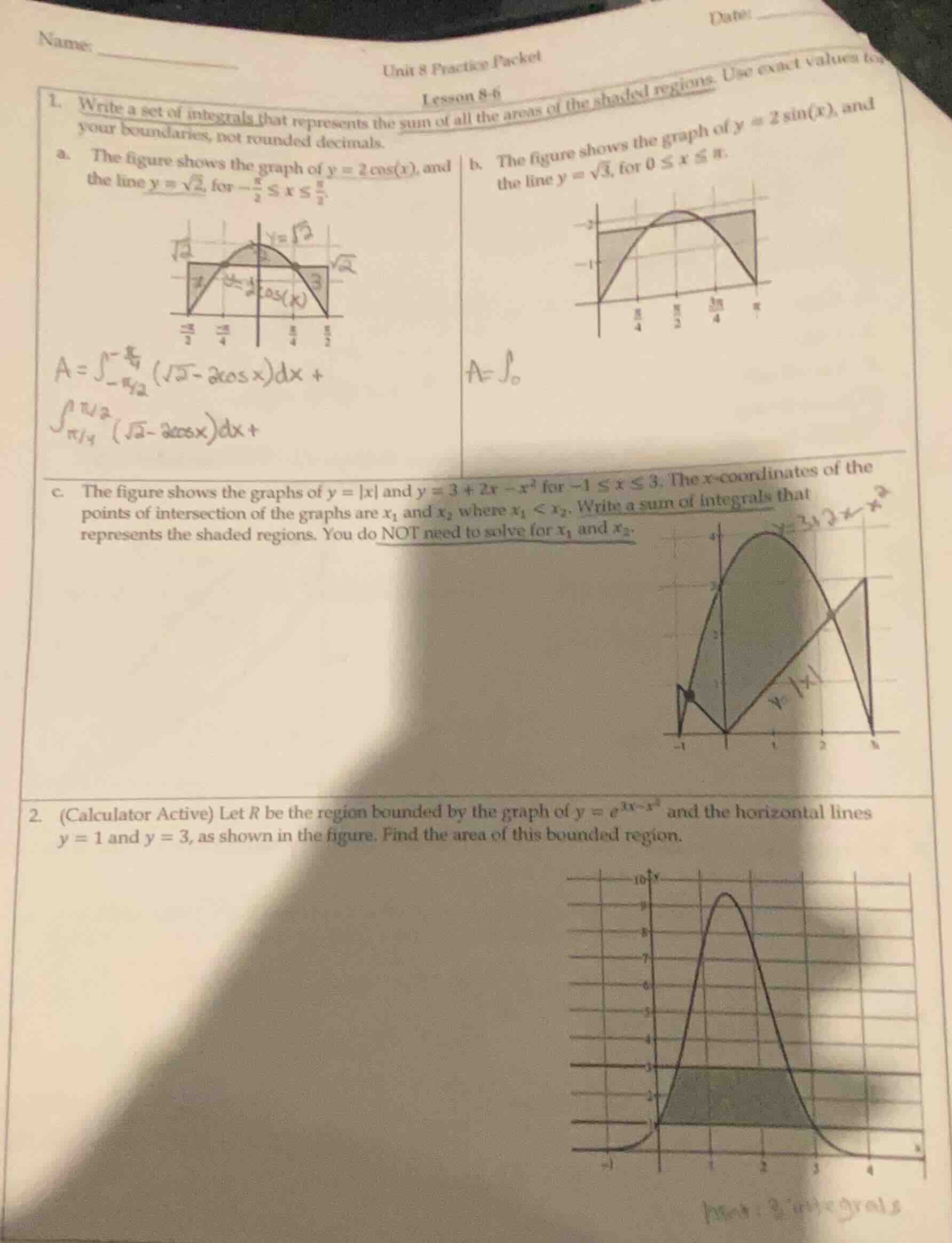 name: ______ date: ______ unit 8 practice packet lesson 8-6 1. write a …